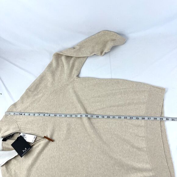 New Mens Magaschoni 1/4 Zip Pullover Sweater Size XL NWT Cotton Acrylic Tan - Picture 6 of 7
